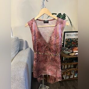 Y2K Fairycore handkerchief hem Babydoll Top 2X Hot Tempered Paisley sweetheart